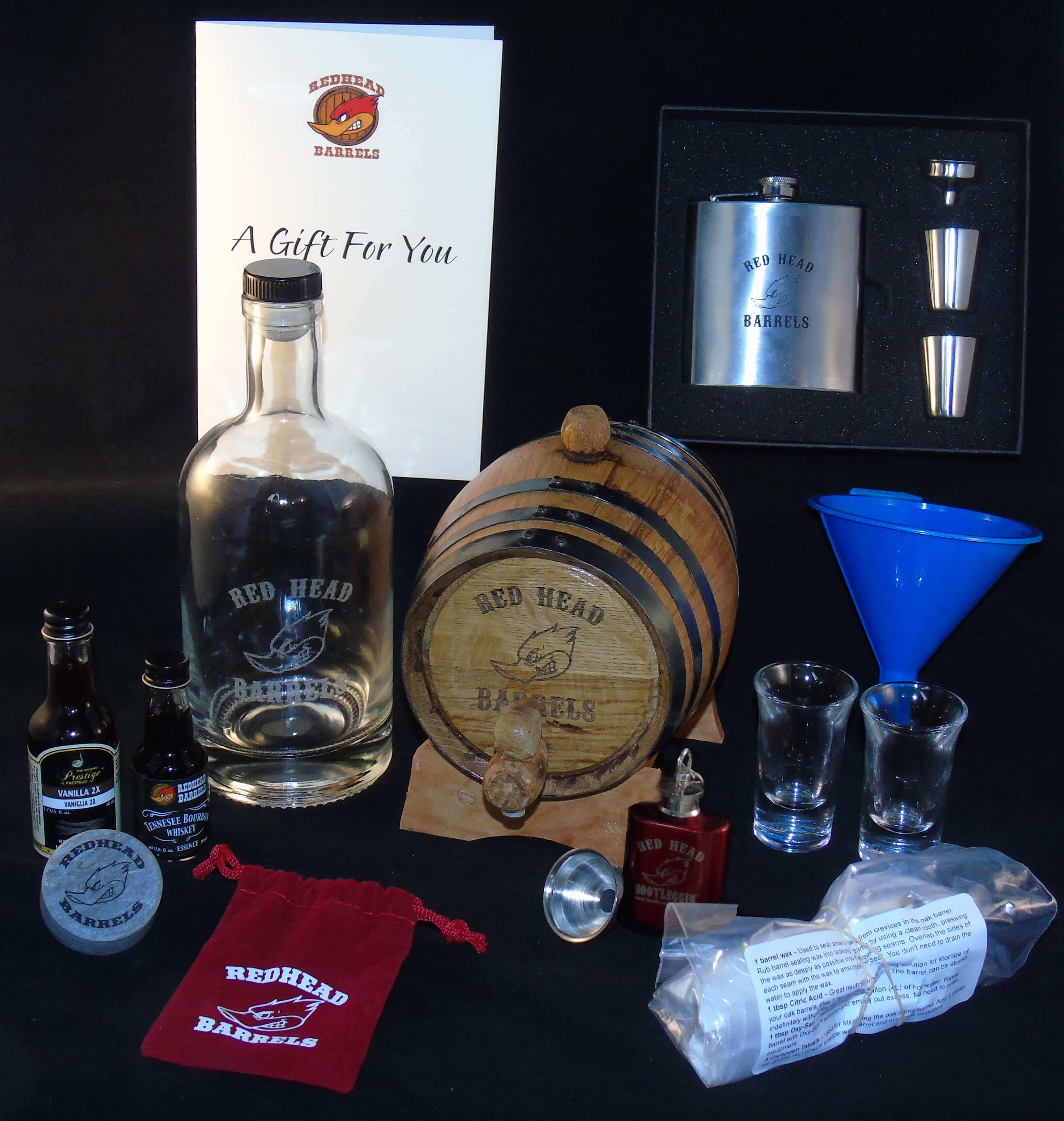 Red Head Barrel Gold Gift Package 1 liter shown