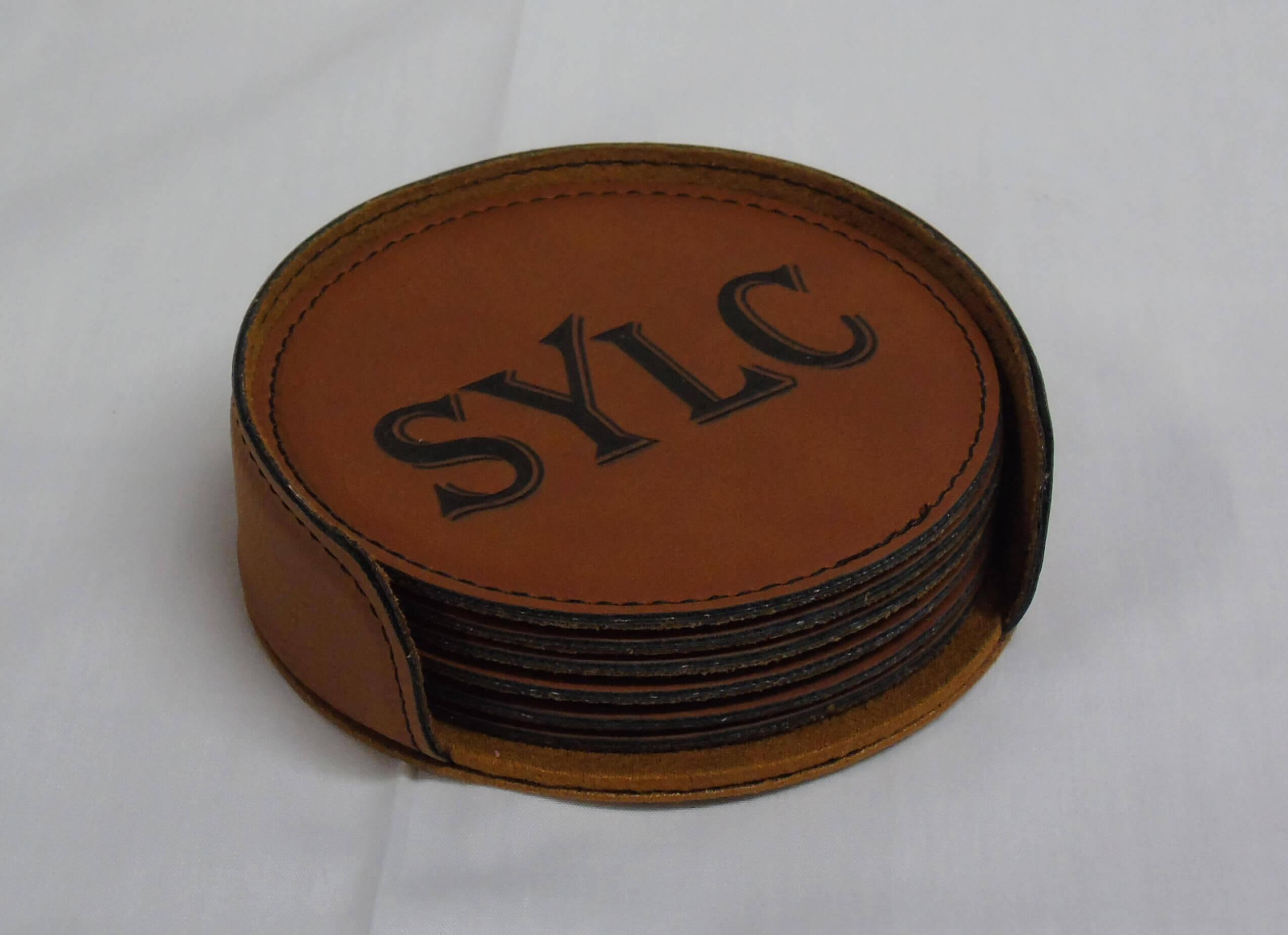 Engraved Leatherette Coasters Set of 2 Red Head Oak Barrels Aging