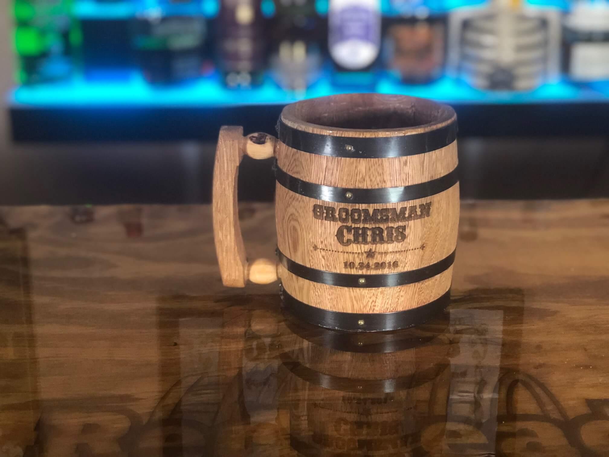 Barrel Mug Groomsmen Gift Package Red Head Oak Barrels Aging Rum
