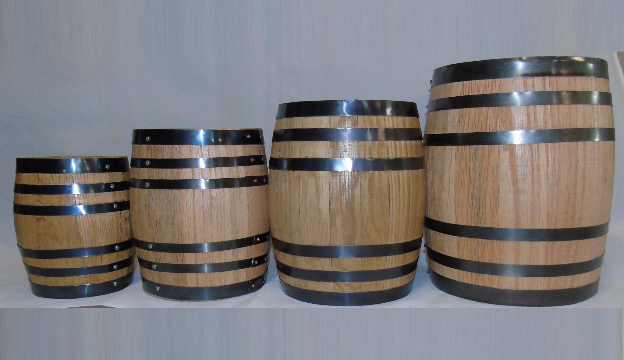 4 Pc. Oak Whiskey Barrel Canister Set Red Head Oak Barrels