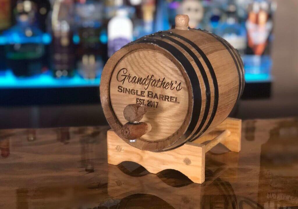 2 liter oak aging barrel engraved